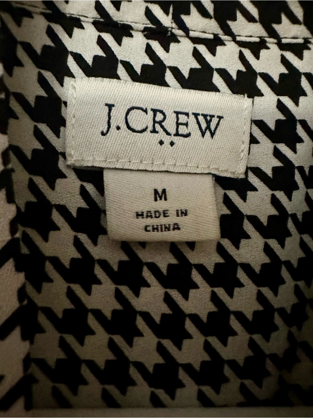 J. Crew Black and White Houndstooth Tie-Neck Blouse - Picture 6 of 7